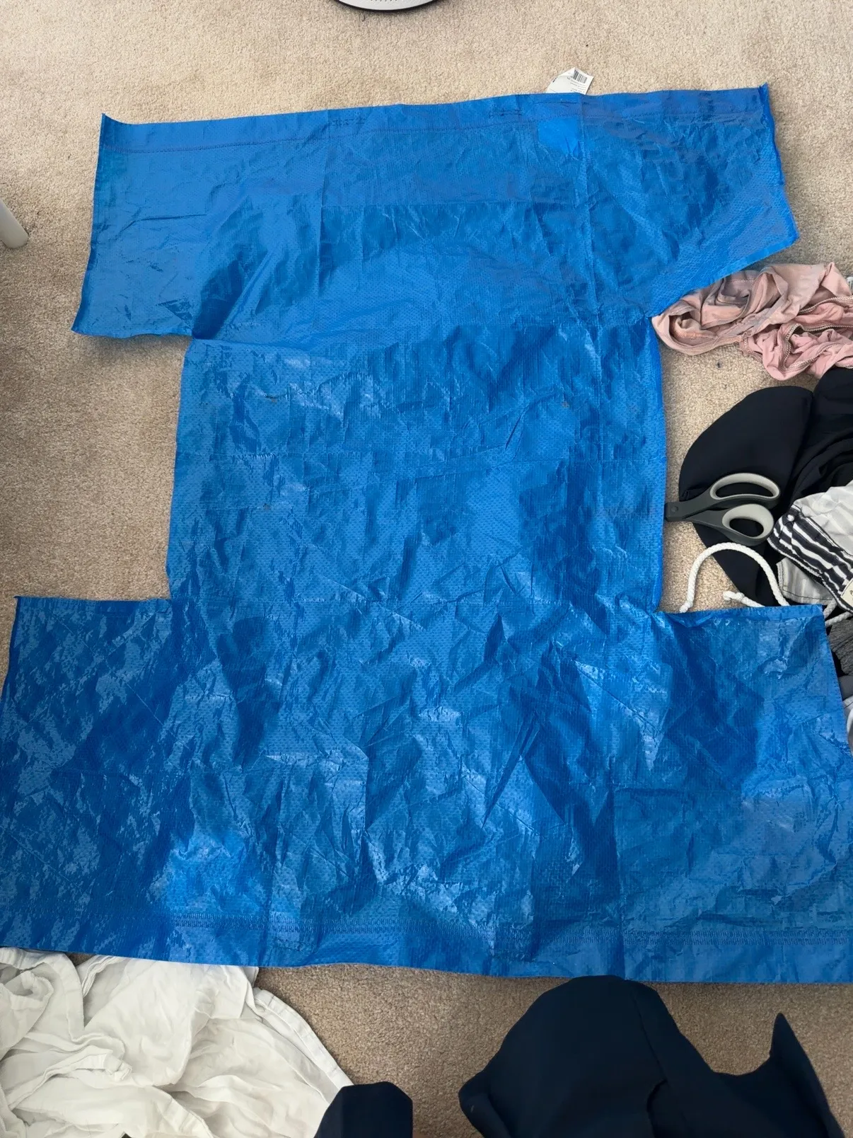 ikea frakta cut apart to be flat on the floor