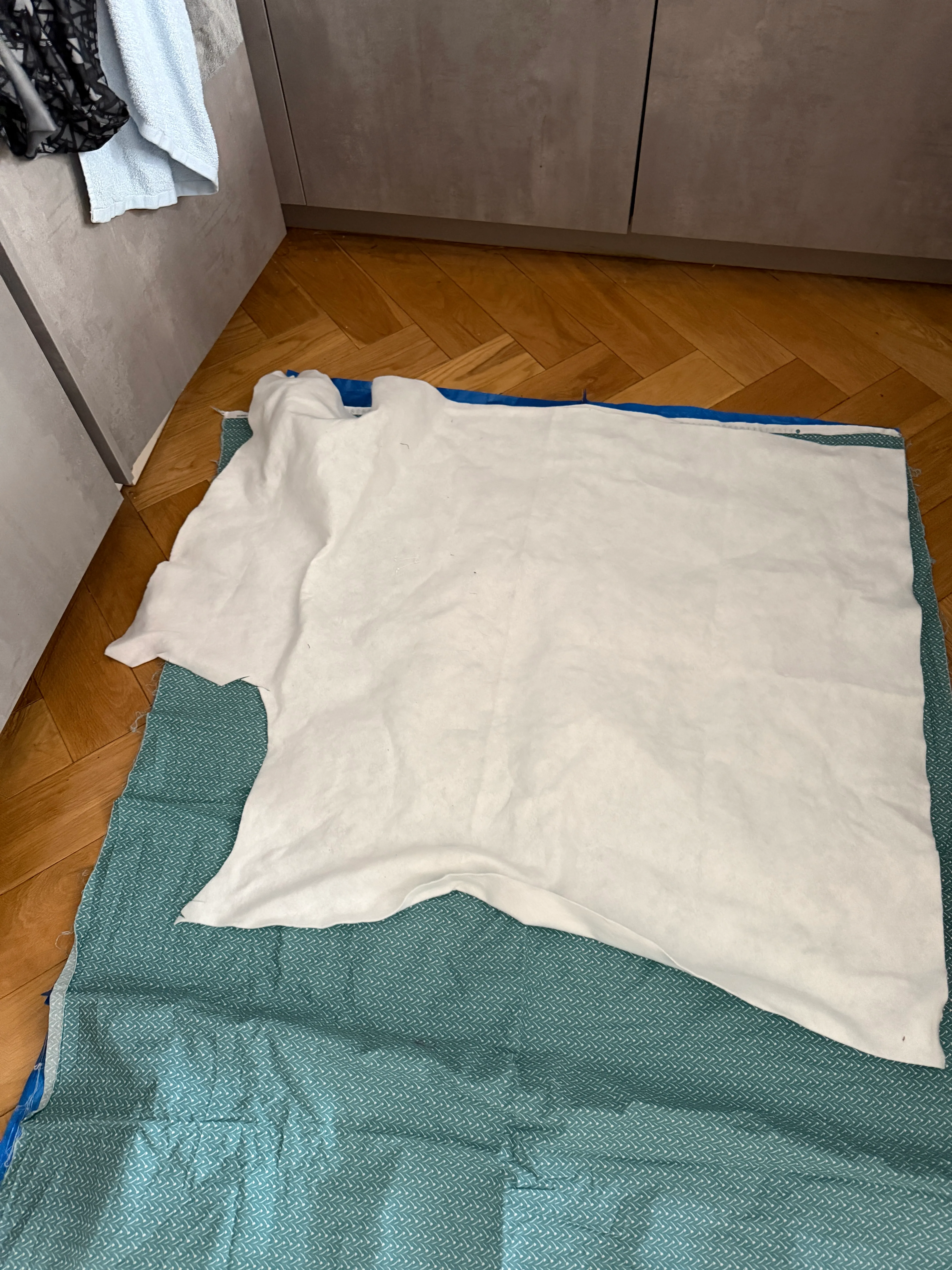 top view of batting placed on top of ikea panel
