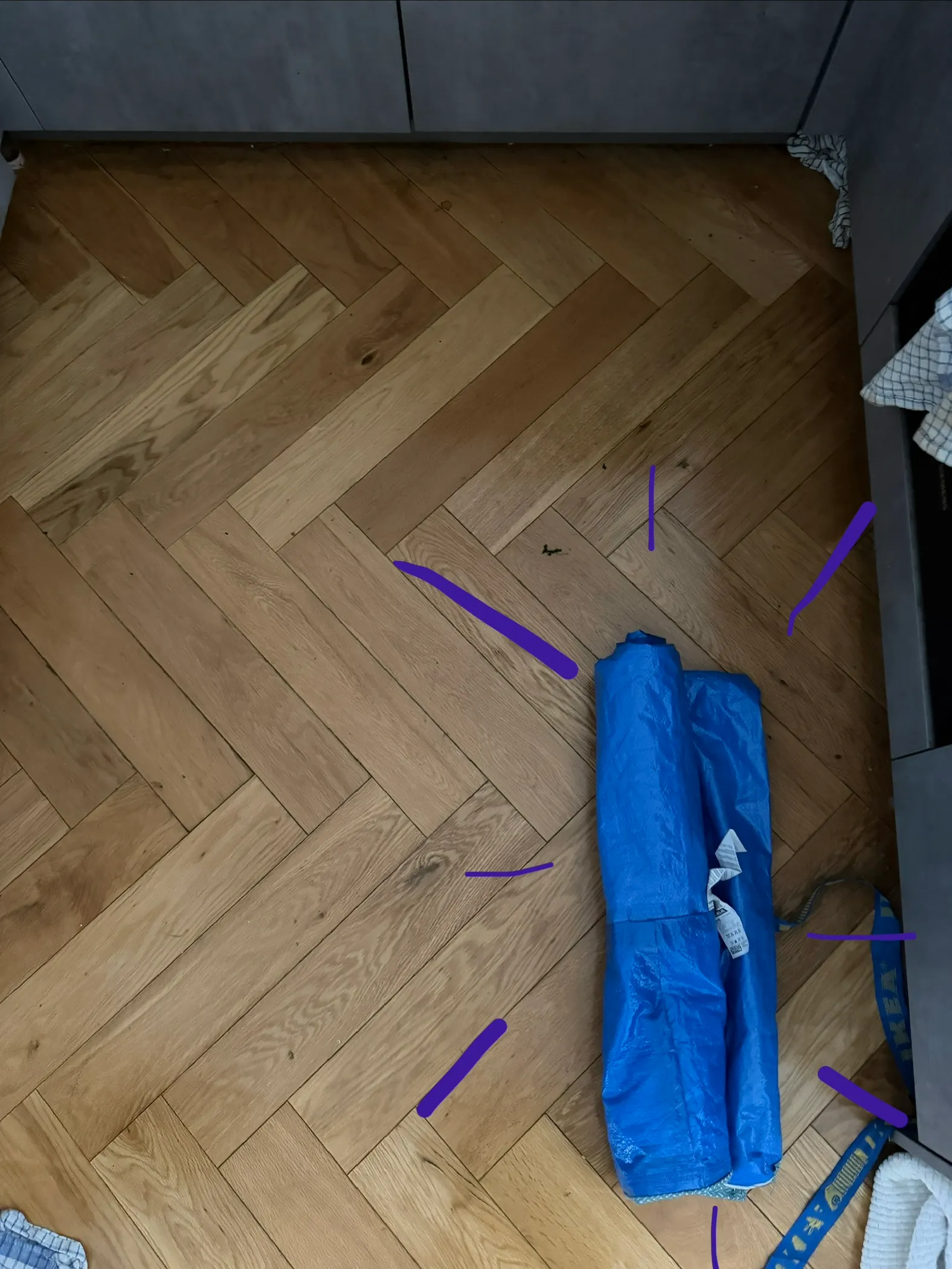 top view of rolled up mat with sparkles