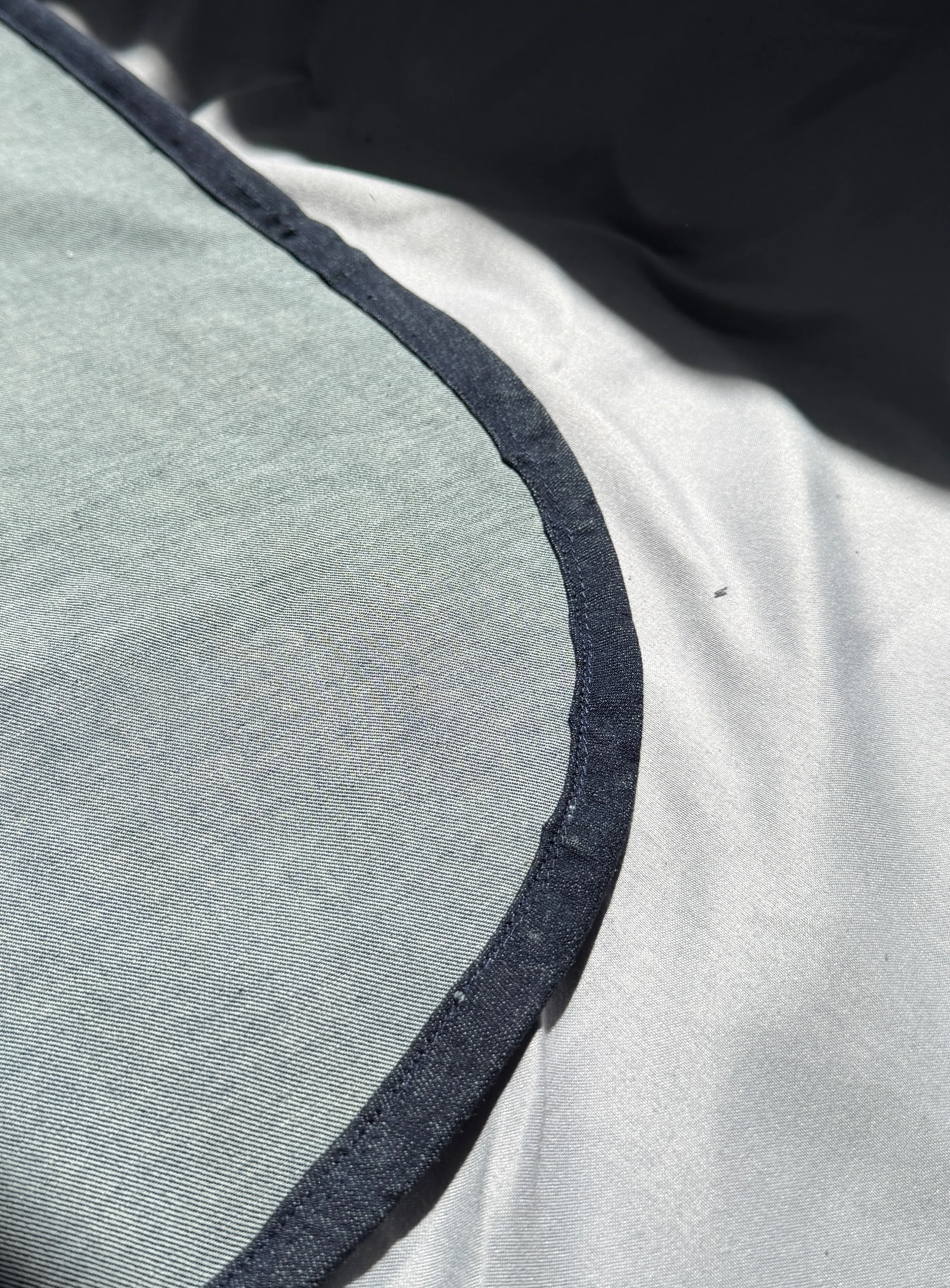 close up view of my curved hem