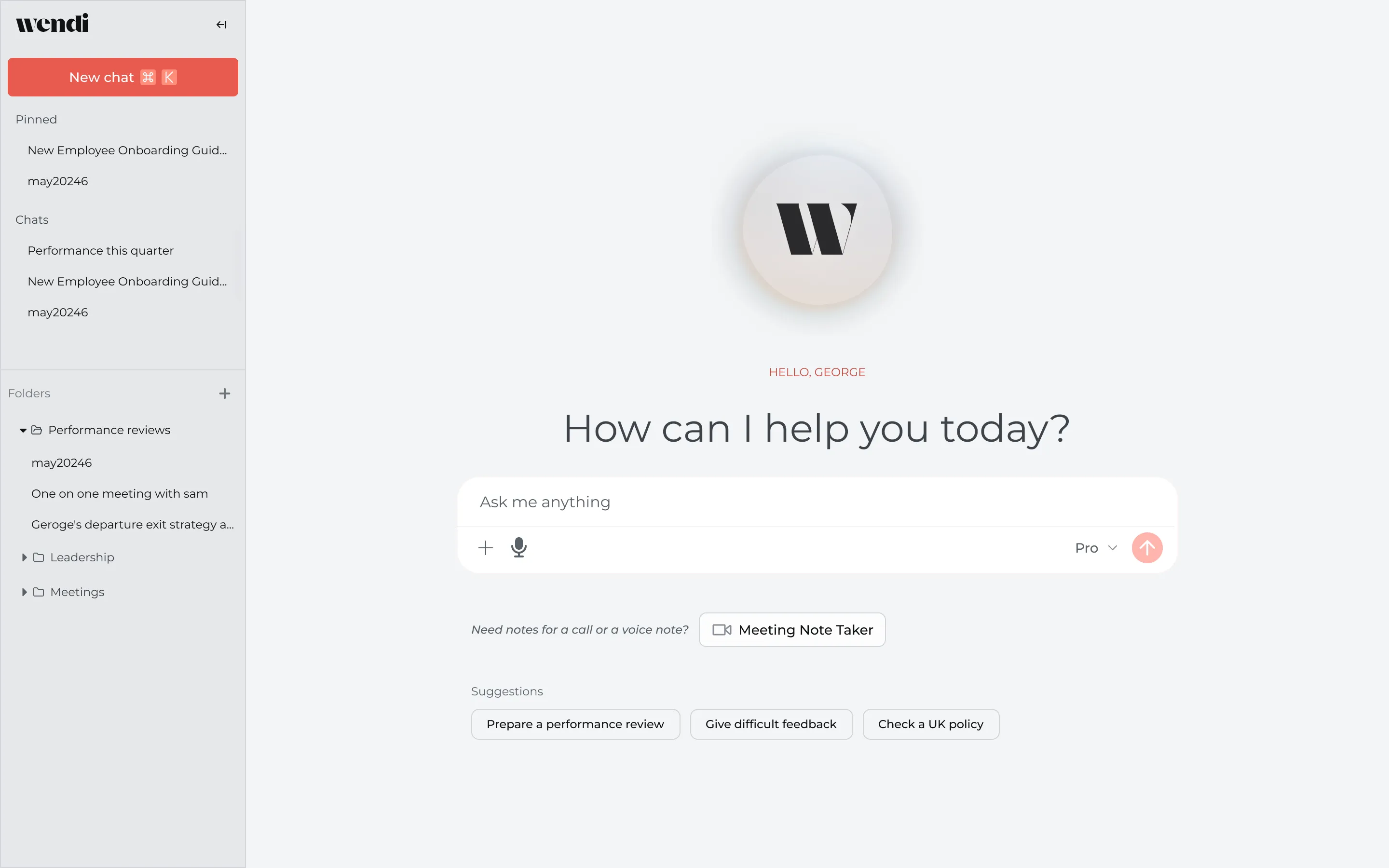 V1 — Wendi as a general-purpose HR chatbot