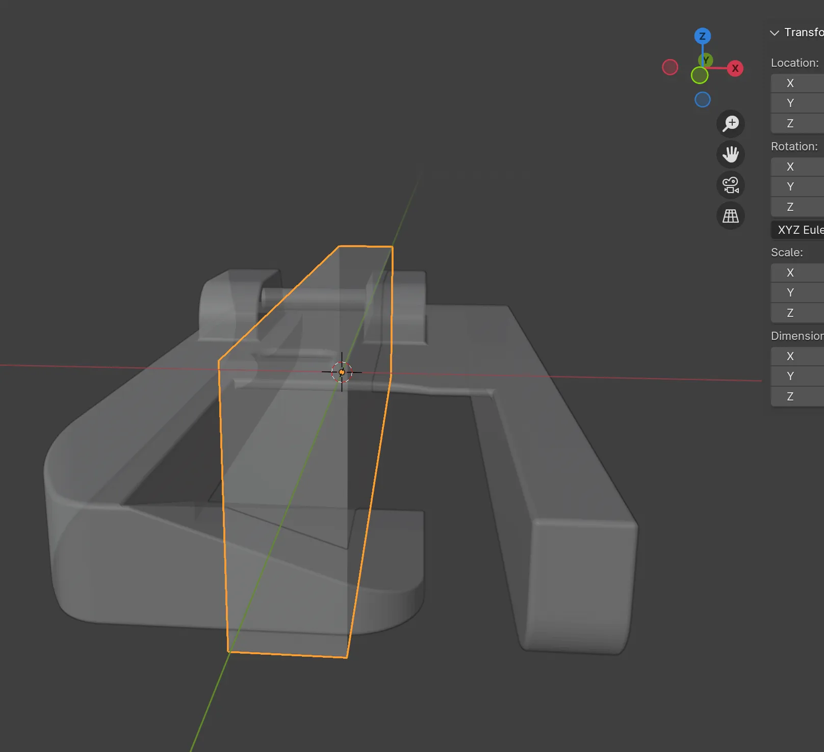3D model of the flat-fell foot with a slice through the centre highlighted